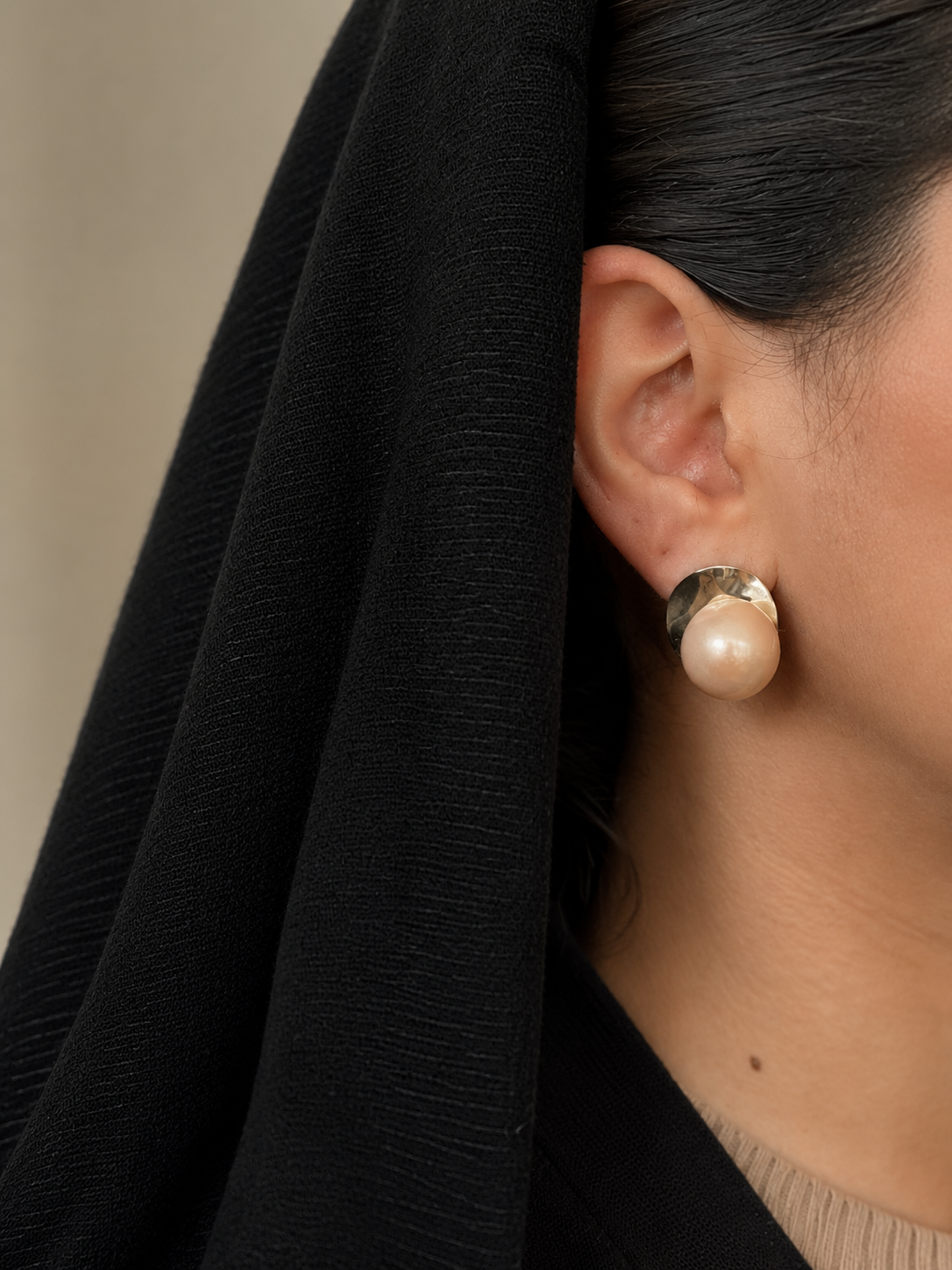 گوشواره میخی مروارید توپی